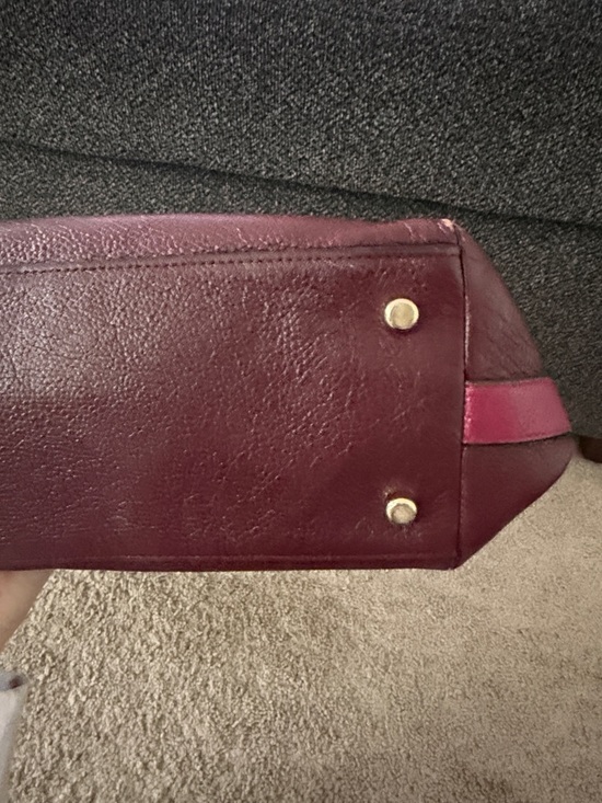 Coach Tyler Colorblock Pebbled Leather Tote in burgundy and purple - Picture 7 of 14
